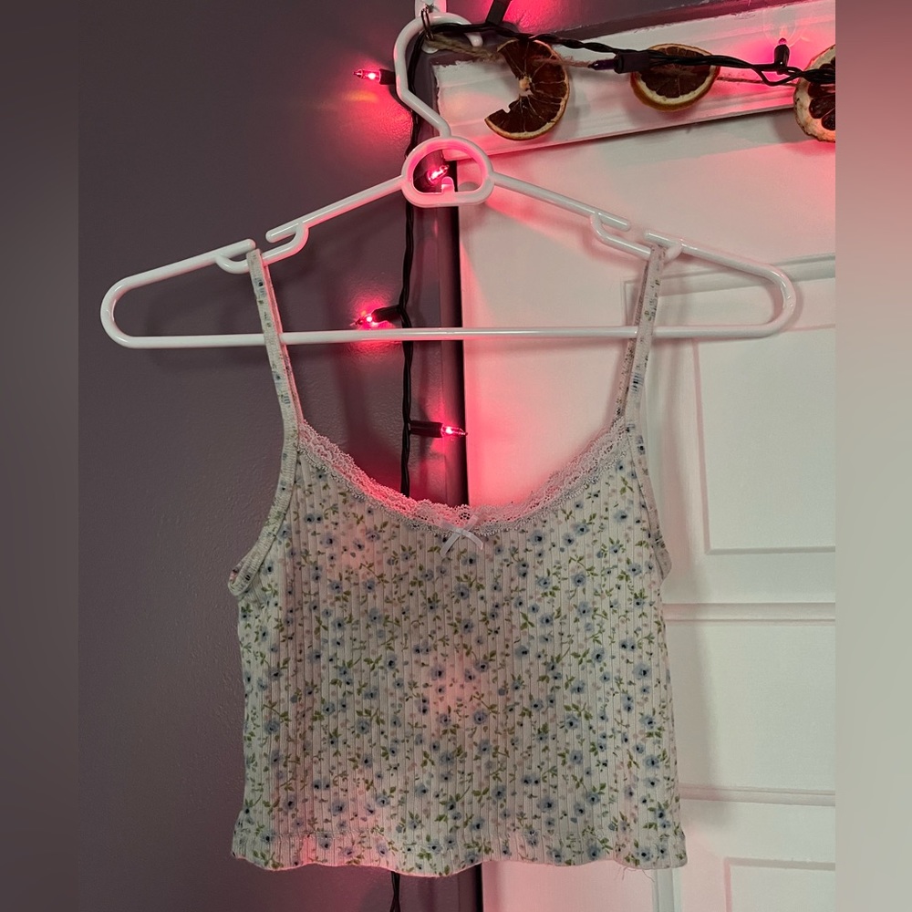 Brandy Melville Floral Cropped Floral Top